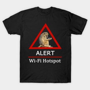 Baboon in Wi-Fi Hotspot Road Sign T-Shirt